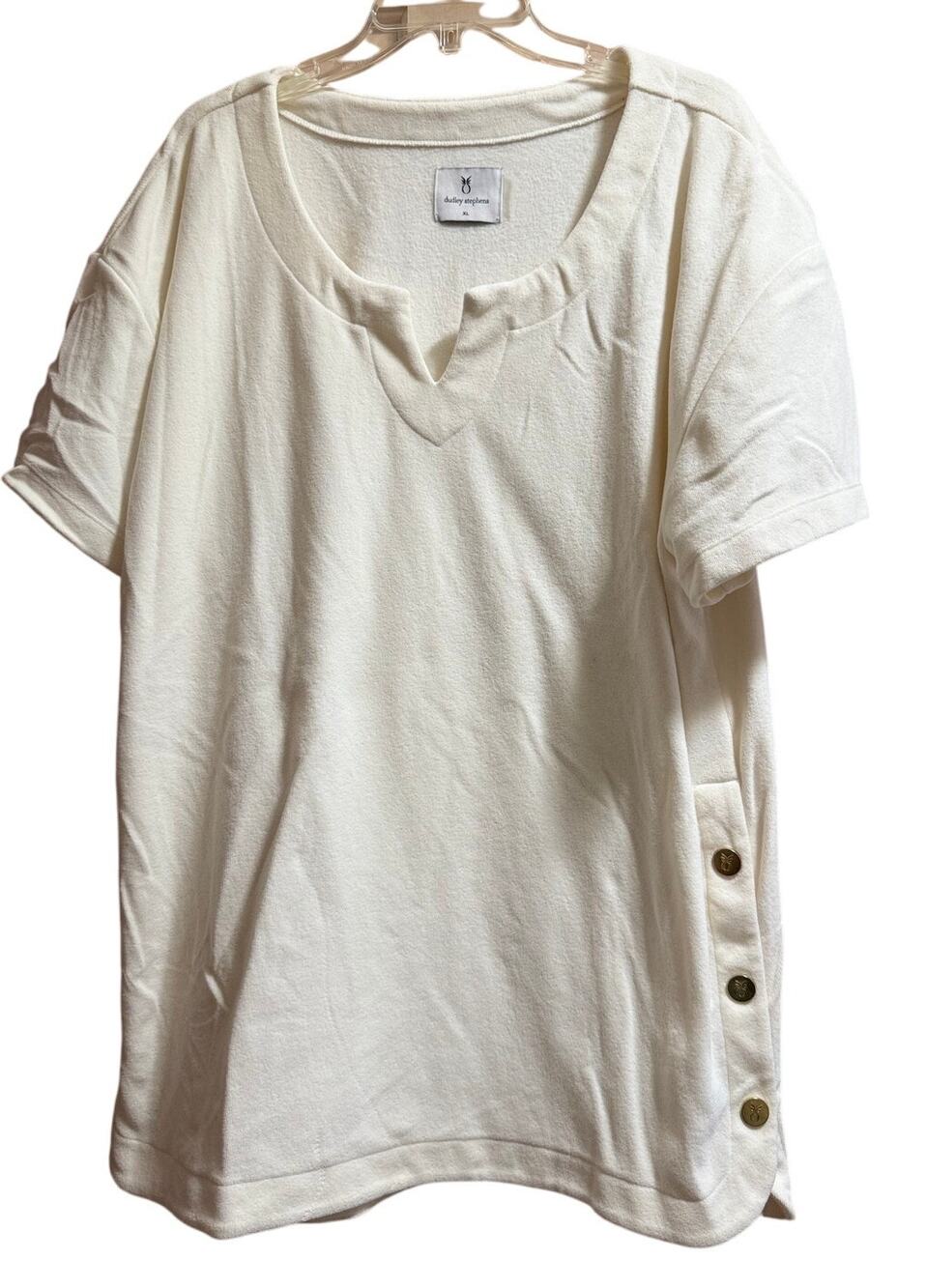 Dudley Stephens White Fleece Short Sleeve Mini Dress - XL
